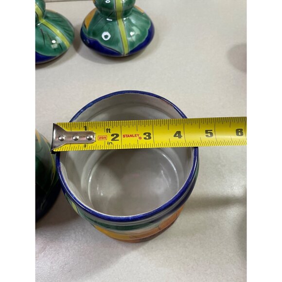 Mexican Blue Talavera Pottery Canister Set of 2 Sunflower w/ Lids - Picture 9 of 16